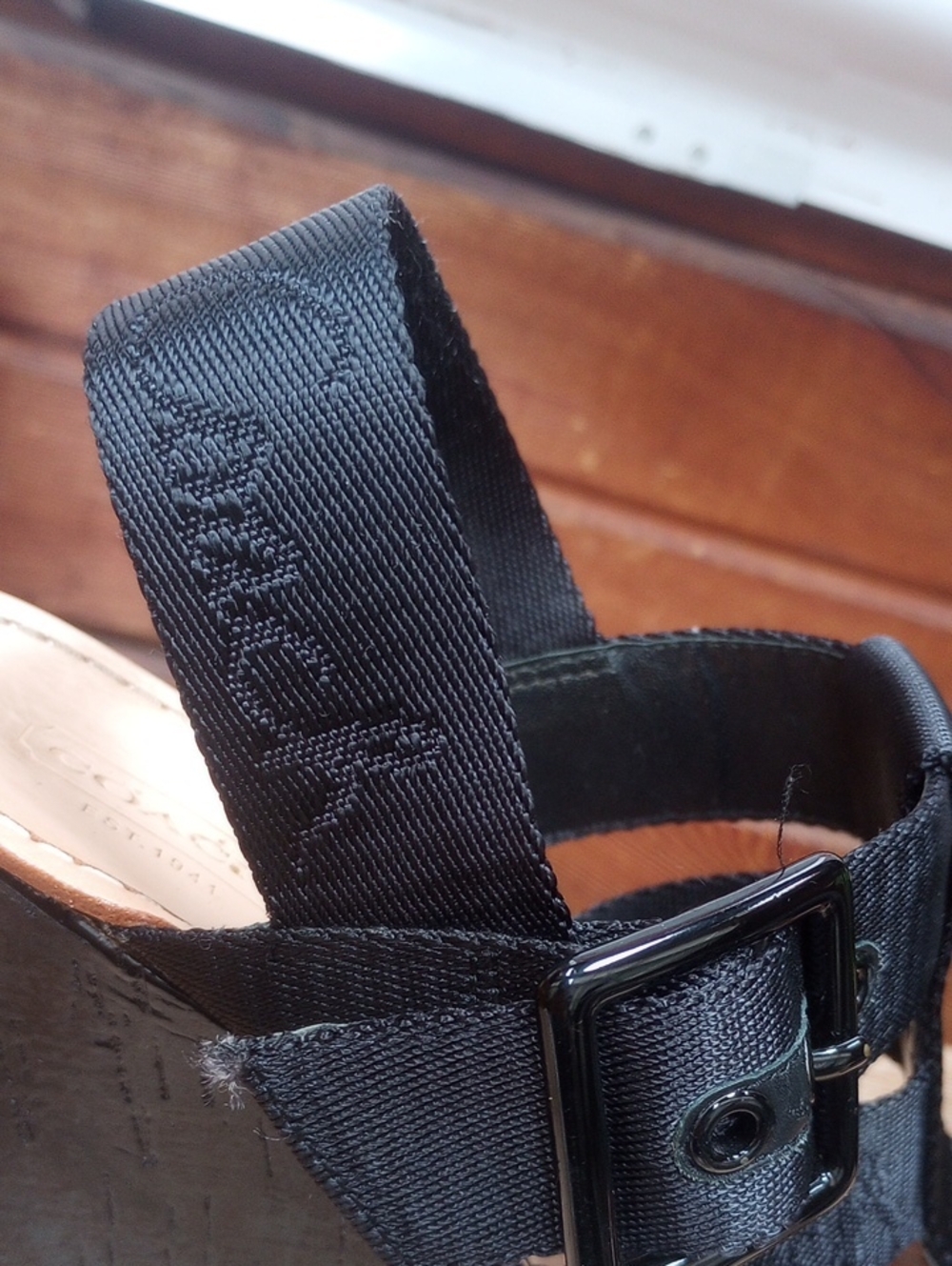 Coach Black Espadrille Wedge Sandals with Buckle Strap - Picture 2 of 8